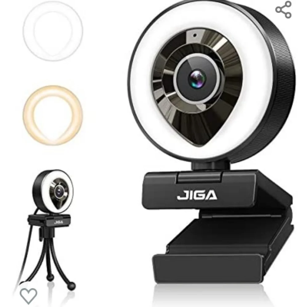 Webcam with circle streamer light warm and bright